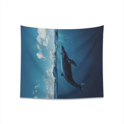 "Whale Song Minimalist Tapestry: Serene ocean-themed wall decor, perfect gift for all seasons"