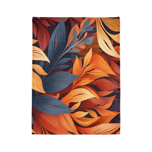 Autumn Foliage & Wildflowers Botanical Plush Fleece Throw Blanket - View 10 | Prints With Passion