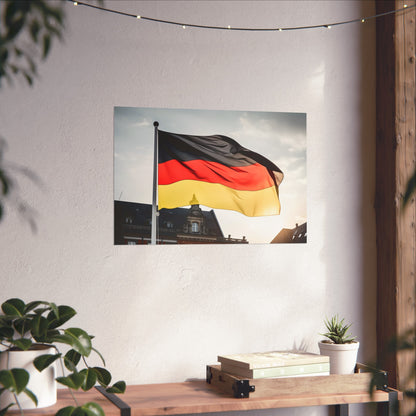 and gold colors that represent the nation's strength and unity. This high-quality poster makes a perfect gift and is ideal for any season. Celebrate the spirit of Germany with this striking artwork. Check out our collection for more patriotic designs. Thank you for supporting BenCPrints. Explore now!

Unify your space with the bold and iconic German flag poster featuring the eagle. The vibrant black