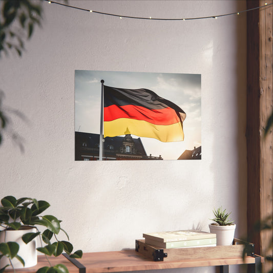 and gold colors that represent the nation's strength and unity. This high-quality poster makes a perfect gift and is ideal for any season. Celebrate the spirit of Germany with this striking artwork. Check out our collection for more patriotic designs. Thank you for supporting BenCPrints. Explore now!

Unify your space with the bold and iconic German flag poster featuring the eagle. The vibrant black