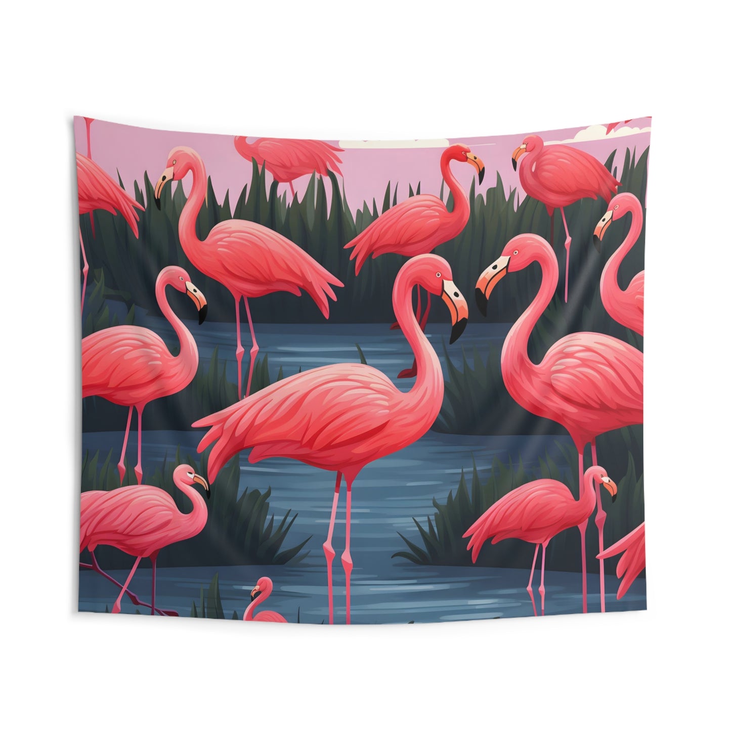 Flamingo Serenade Wall Tapestry | Wall Tapestry | Accessories, All Over Print, AOP, Home & Living, Home Decor, Indoor, Tapestry | Prints with Passion