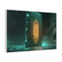 Monolith Glowing with Sacred Runes — Canvas Wall Art — Side Profile & Stretched Corner Detail