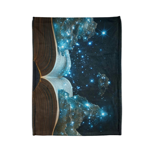 Book Pages Turning into Constellations Plush Fleece Throw Blanket