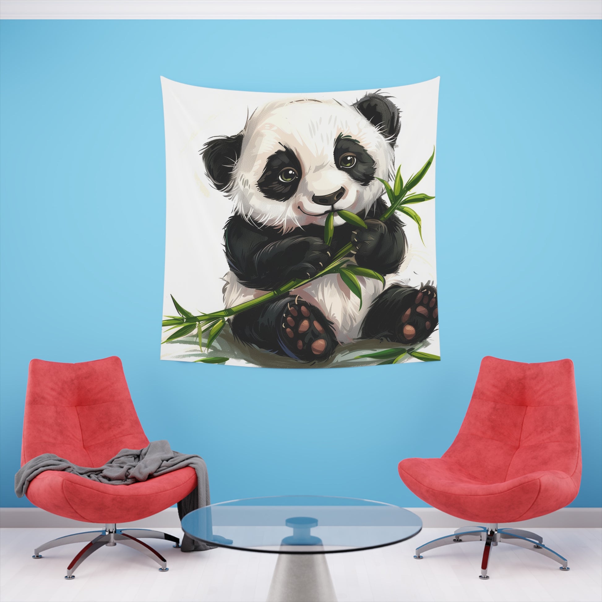 Panda Paradise: A Bamboo Tapestry | Wall Tapestry | All Over Print, AOP, Decor, Halloween, Home & Living, Home Decor, Indoor, Spring Essentials, Sublimation, Tapestry | Prints with Passion