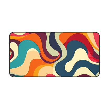 "Vibrant Retro Waves Desk Mat - Protect your workspace in style with this colorful and durable desk accessory."