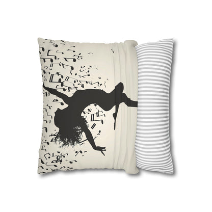 "Dance of Dreams Pillowcase - Dreamy dancer silhouette with musical notes, perfect for music lovers. High-quality & stylish. Great gift!"