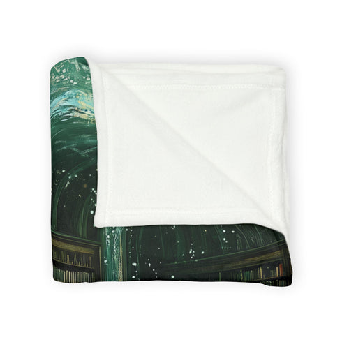 Floating Library under Time Vortex — Plush Fleece Throw Blanket — Product Detail View 5