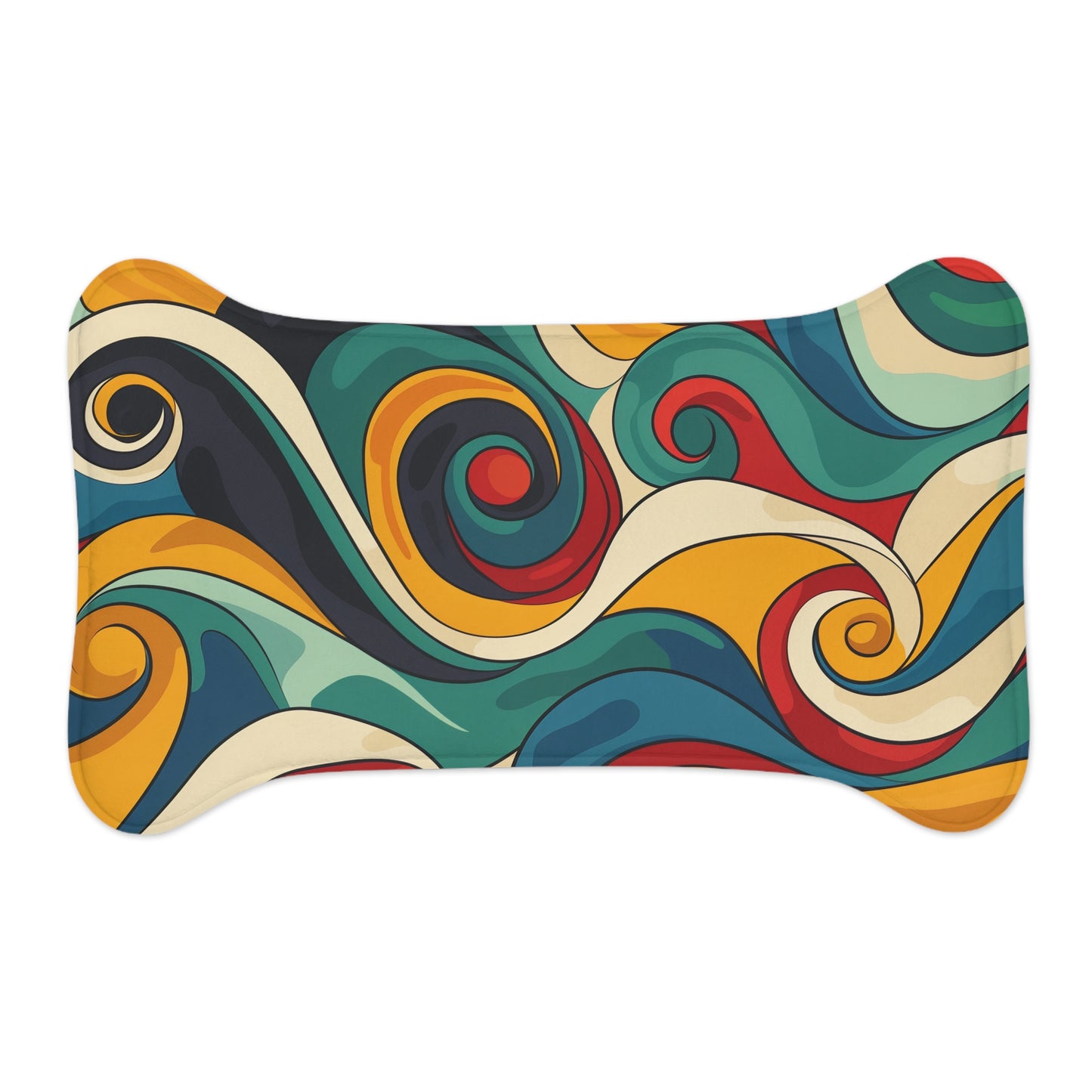 Retro Waves Pet Feeding Mat: Vibrant and Stylish!