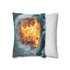 Frozen Planet with a Burning Core — 40×40 Cushion Cover — Sofa & Living Room Lifestyle View