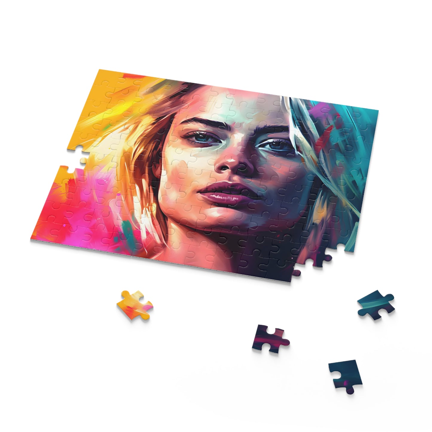 Neon Watercolor Margot Robbie Puzzle