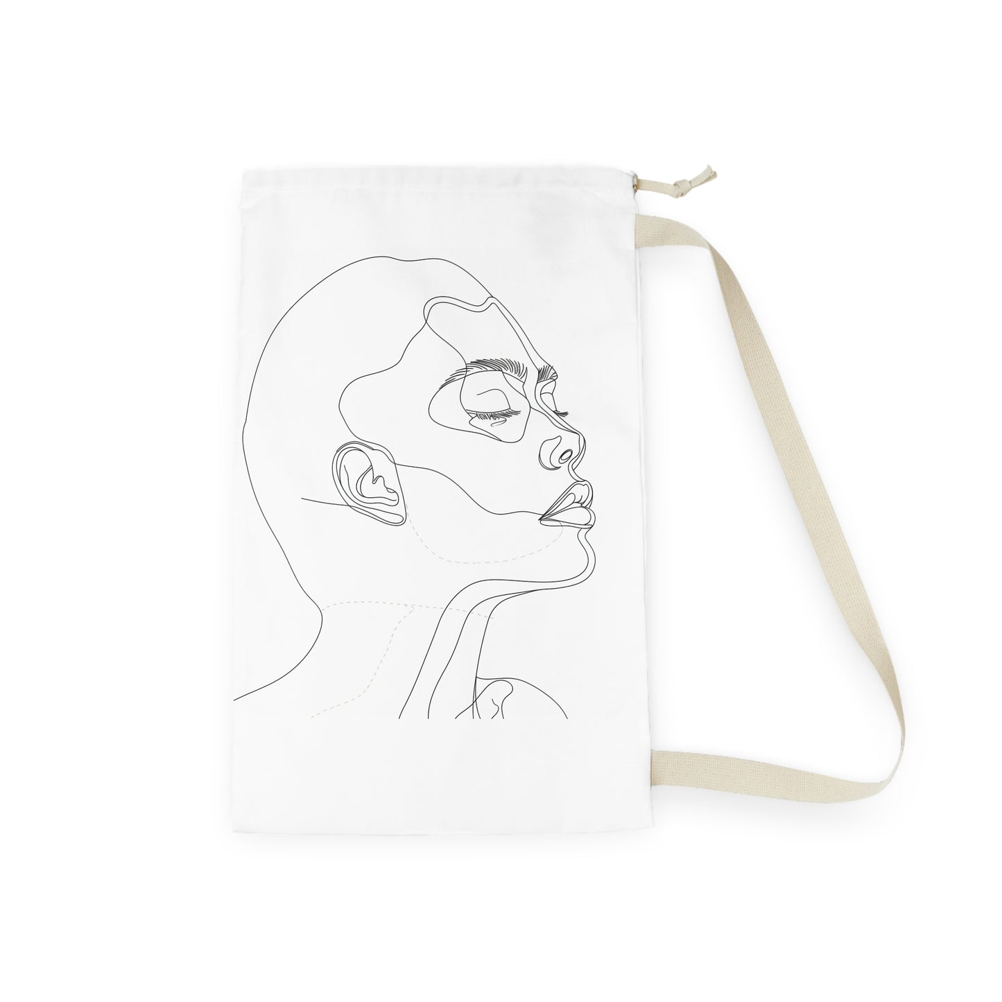 "Minimalist face sketch laundry bag for stylish organization"