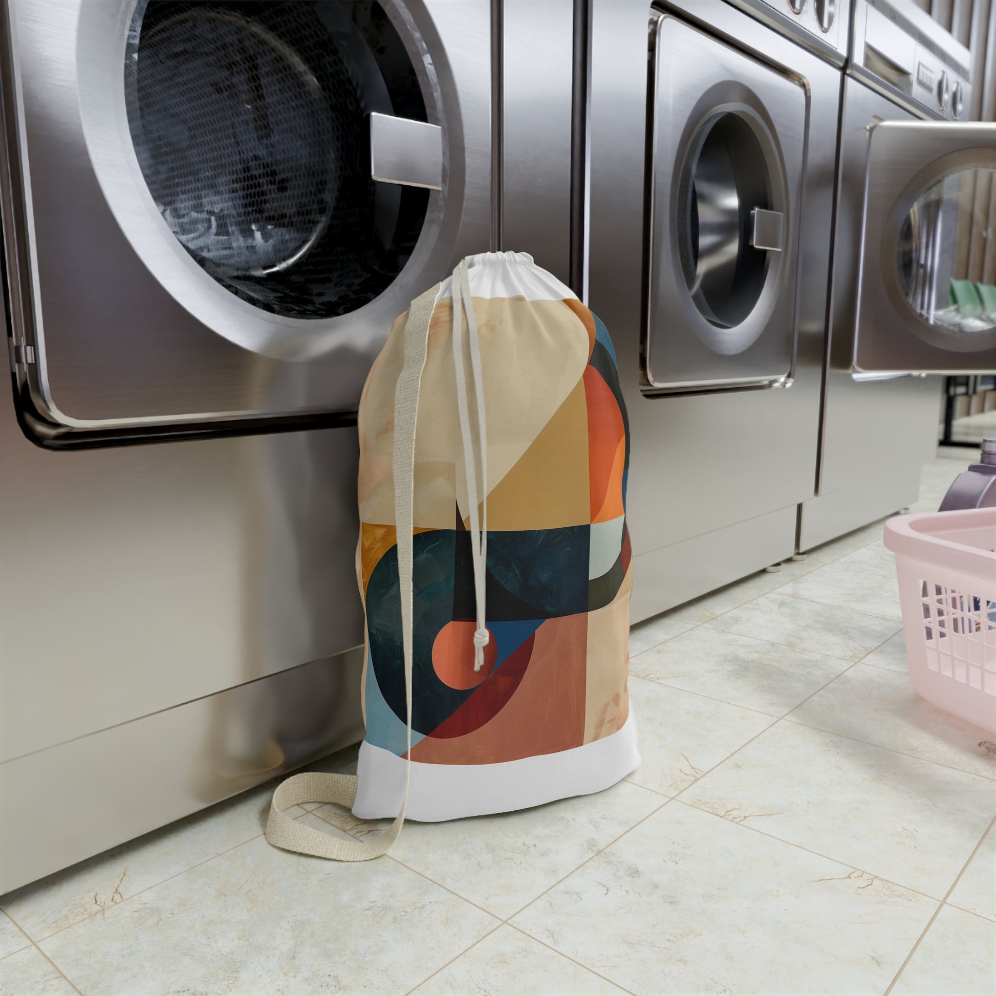 "Abstract Geometric Shapes Laundry Bag for Stylish Household Chores"