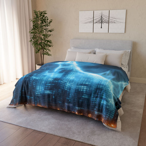 City Skyline Shaped Like Animal Spirits Plush Fleece Throw Blanket