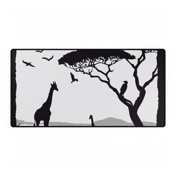 Woodland Deer & Pine Forest Silhouette — XL & XXL Desk Mat — Full Top-Down Artwork View