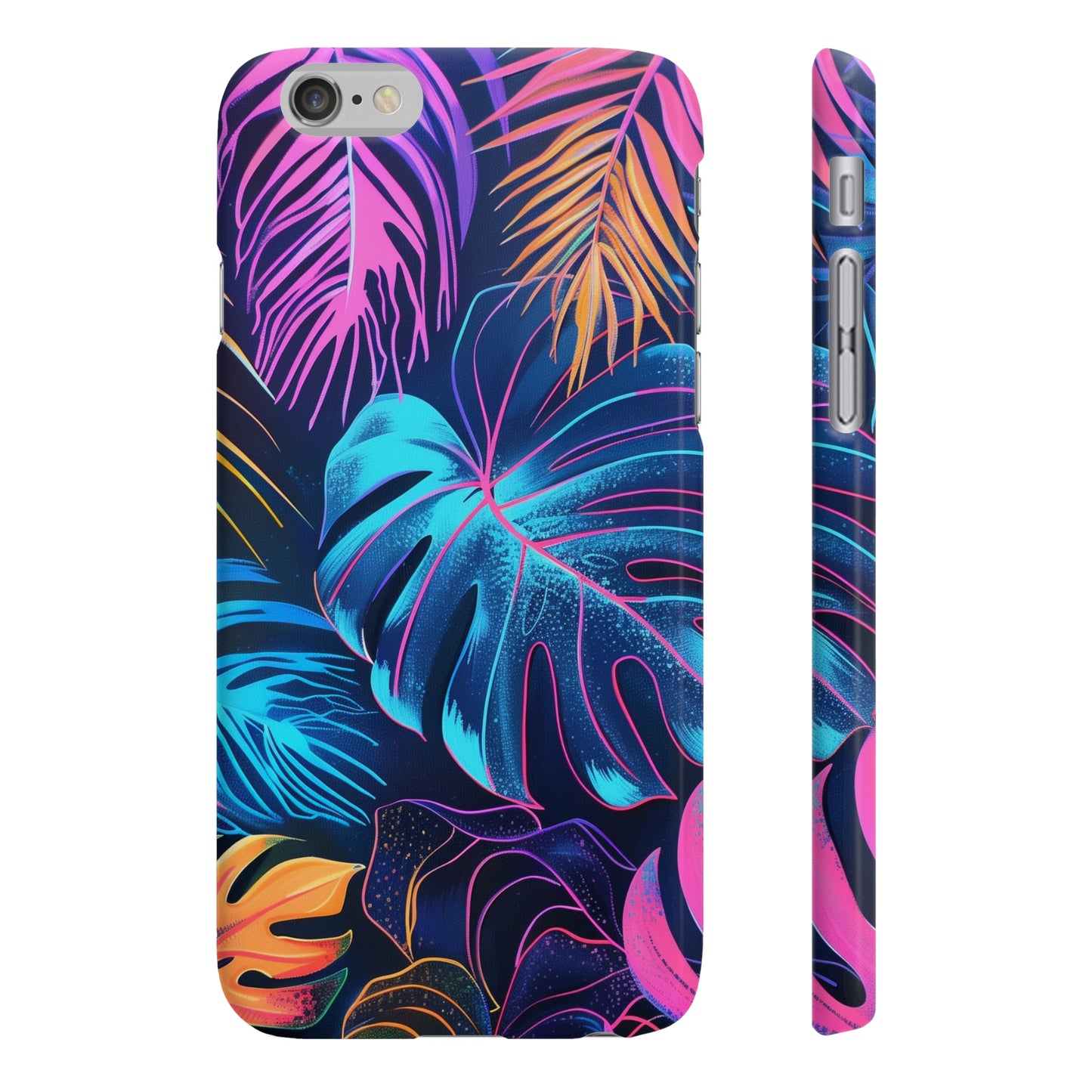 Tropical Glow: Neon Palm & Leaf Phone Case