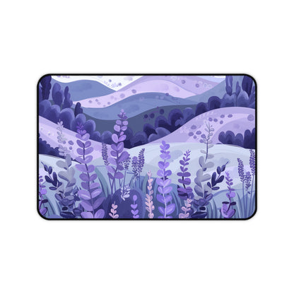 "Seamless Lavender Fields Desk Mat - Tranquil workspace decor with beautiful floral pattern"