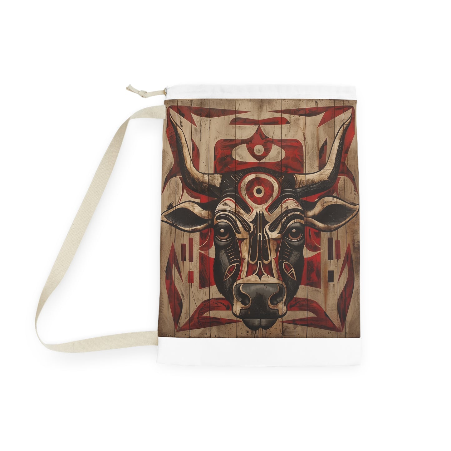 "Stylish Tribal Totem Laundry Bag - Fun, unique design for laundry room decor"