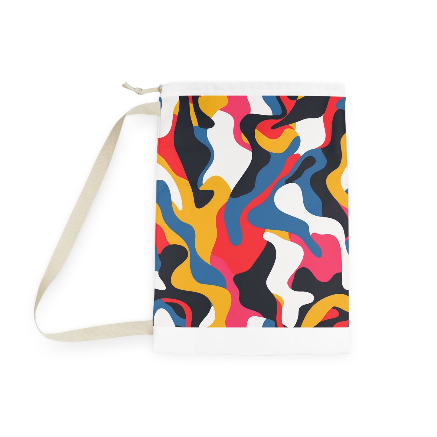 Abstract pattern laundry bag in bold, bright hues - modern, stylish laundry routine essential