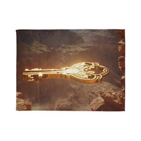 Mystic Key Floating over Canyon Altar Plush Fleece Throw Blanket