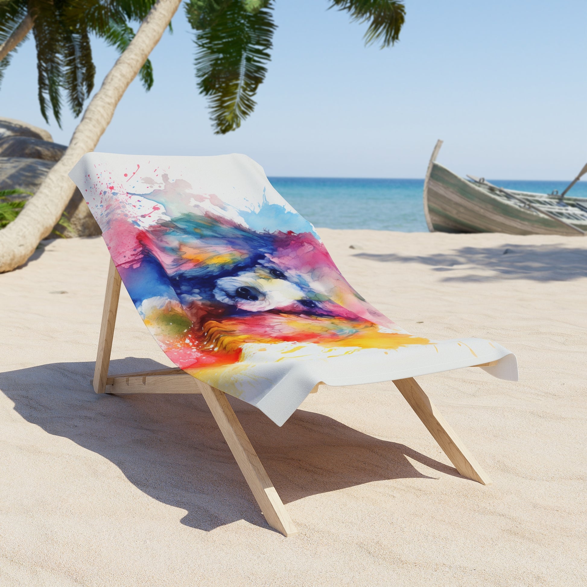 this towel is perfect for lounging and drying off after a day by the water. The adorable poodle design adds a touch of style to your beach days. Treat yourself and your furry friend to the ultimate relaxation with this practical and stylish beach accessory.