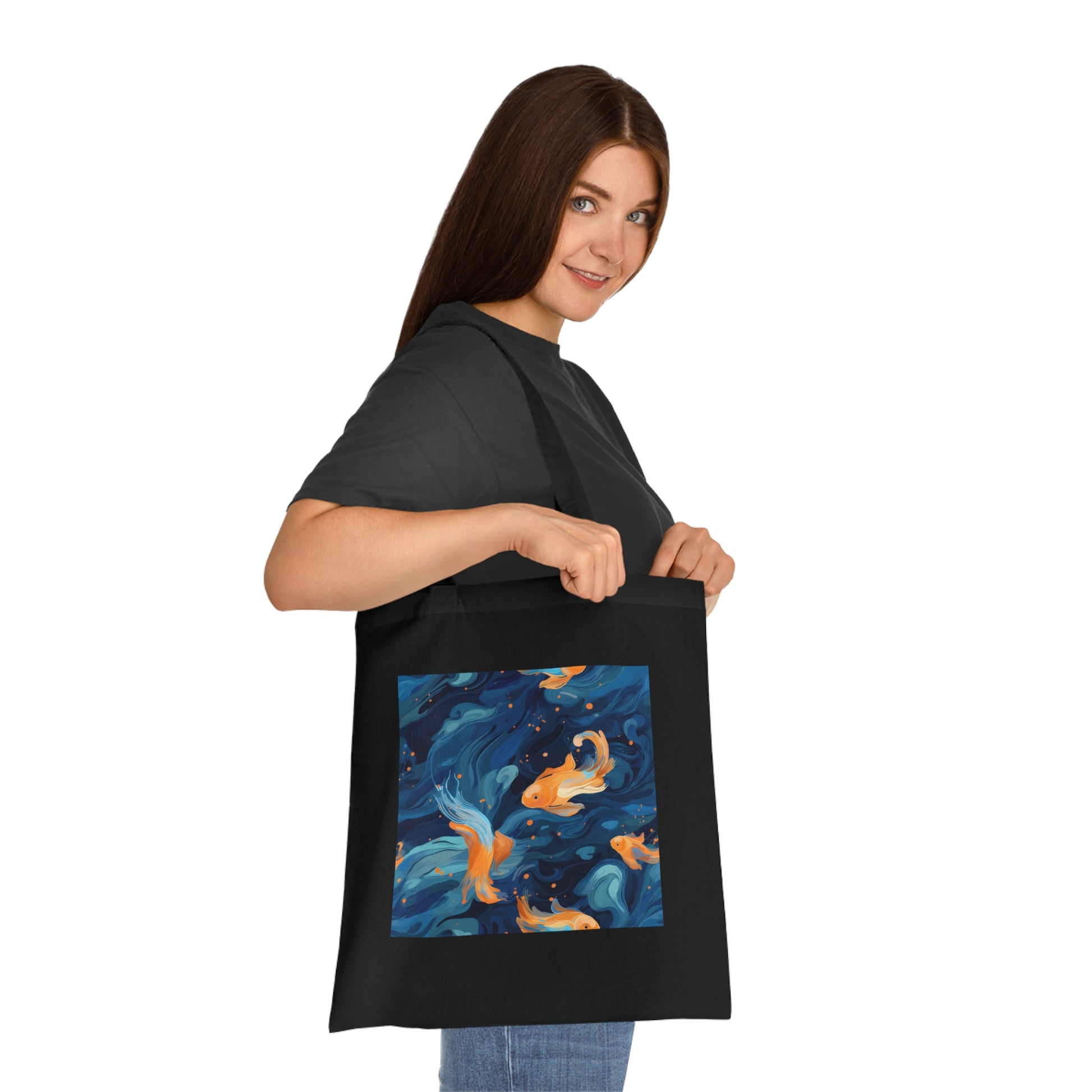 Golden Koi Grace Tote Bag | Tote Bag | Accessories, Bags, Cotton, DTG, Totes | Prints with Passion