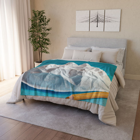 Paper Planet with Pencil Mountains Plush Fleece Throw Blanket