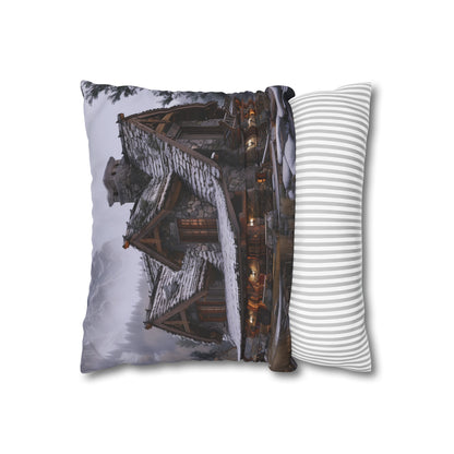 "Rustic cabin pillowcase for a cozy mountain retreat, high-quality, comfortable, stylish design perfect for all seasons, makes a great gift - Shop now!"