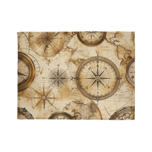 Vintage Cartography Explorer Maps Seamless Plush Fleece Throw Blanket - View 3 | Prints With Passion