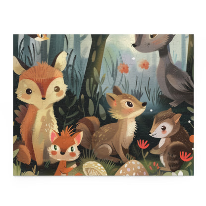 Enchanted Forest Friends Puzzle - Adorable woodland creatures in whimsical scene.