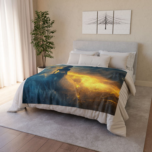 Dream Weaver Creating World from Light — Plush Fleece Throw Blanket — Product Detail View 9
