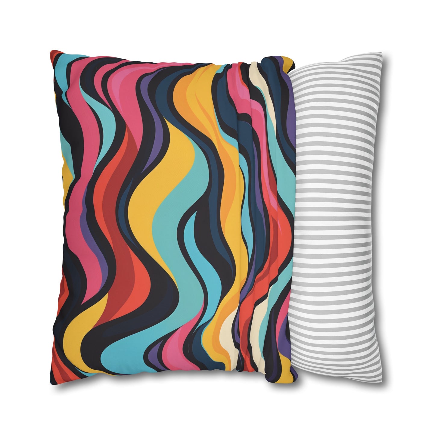 "Vibrant Retro Waves Pillow Case - Add retro style with seamless pattern, perfect for bedroom decor"