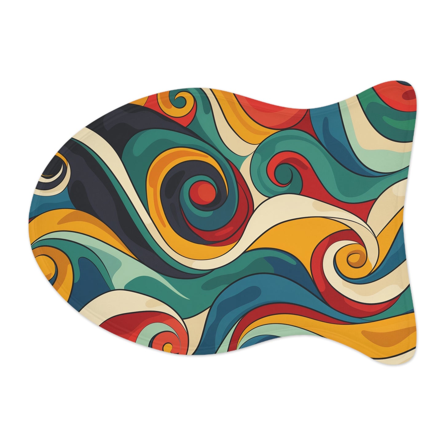 Retro Waves Pet Feeding Mat: Vibrant and Stylish!