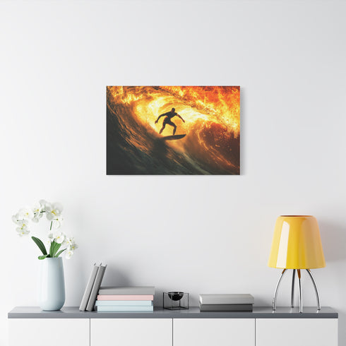 Surfer Riding Waves of Fire — Canvas Wall Art — Product Detail View 7