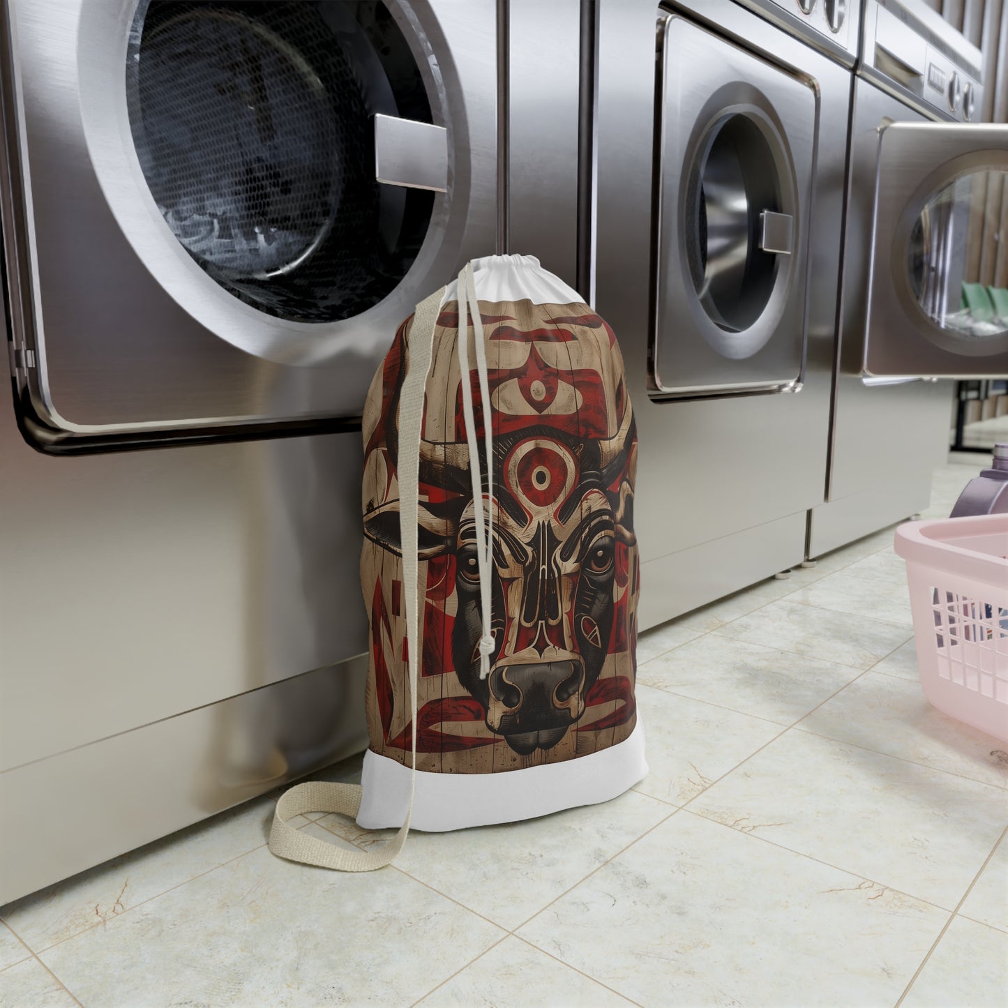 "Unique Tribal Totem Laundry Bag - Fun and stylish laundry day essential inspired by ancient cultures"