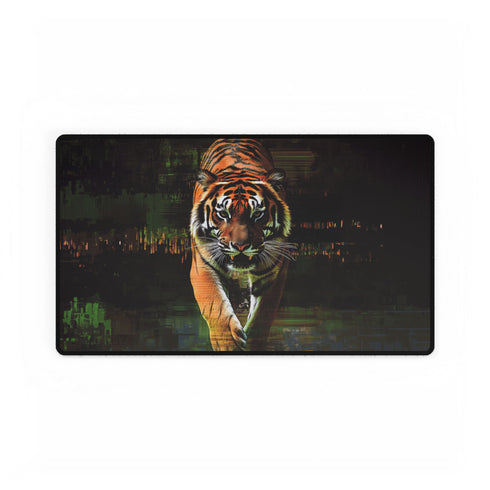 Tiger Emerging from Digital Glitch Gaming XXL Extended Desk Mat