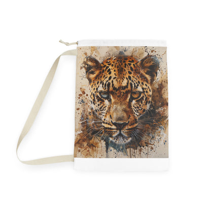 "Stylish cheetah print laundry bag for wild laundry adventures"