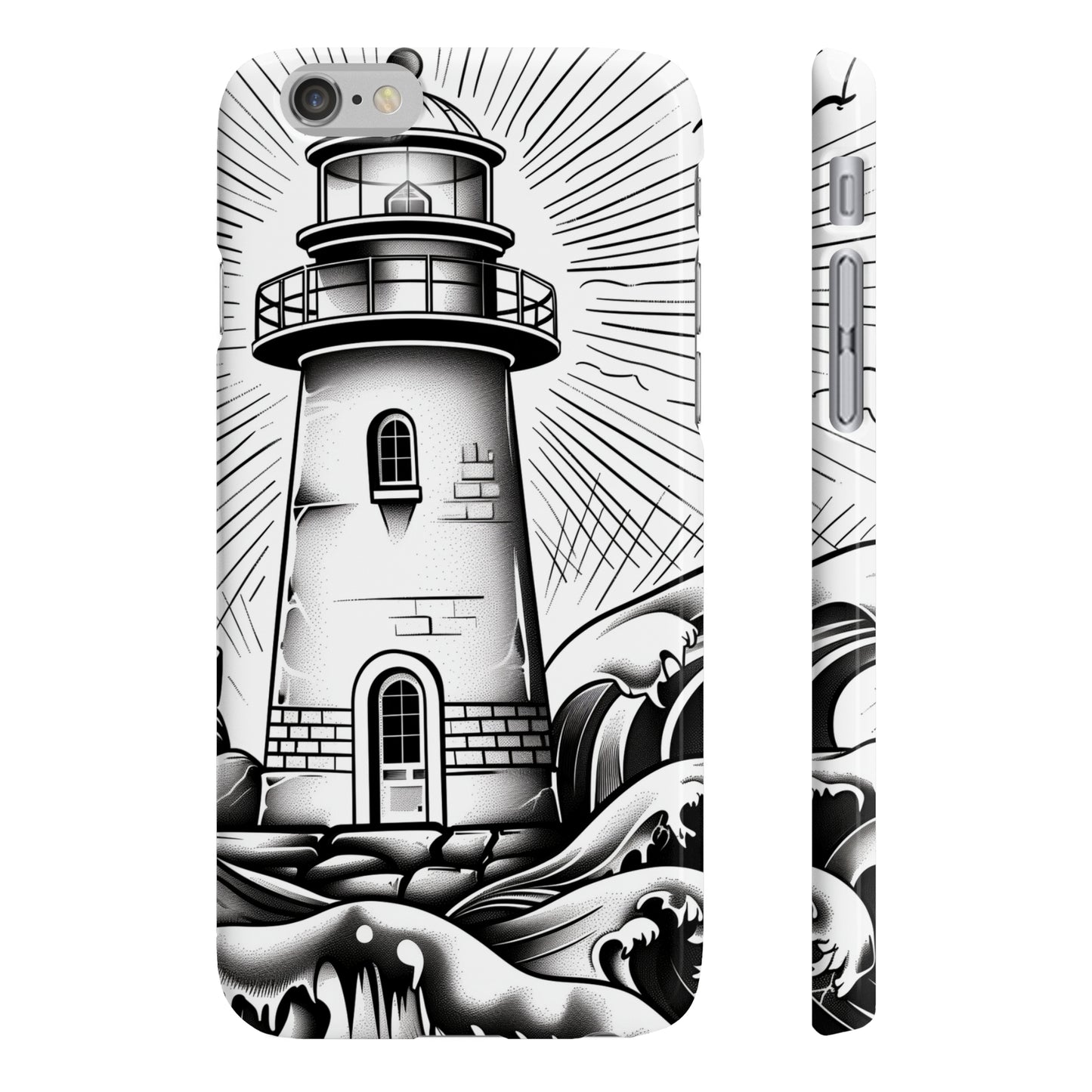 Coastal Charm:Hand-Drawn Lighthouse Phone Case | Phone Case | Accessories, Glossy, iPhone Cases, Matte, Phone Cases, Samsung Cases, Slim | Prints with Passion