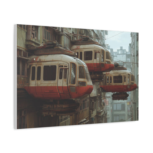 Sci-Fi City with Floating Trains — Canvas Wall Art — Product Detail View 6