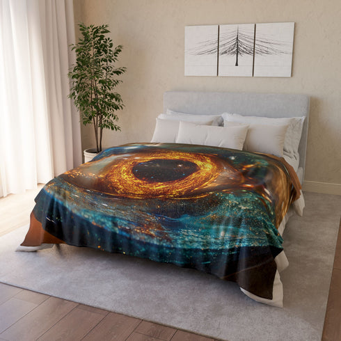 Glass Eye Watching Galactic Core — Plush Fleece Throw Blanket — Product Detail View 12