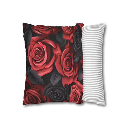 "Bold and romantic Rose Garden pillowcase in red, pink, and black. High quality, comfortable, and perfect for all seasons. Makes a great gift. Shop now! - BenCPrints"