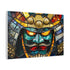 Stained Glass Samurai Mask — Canvas Wall Art — Side Profile & Stretched Corner Detail