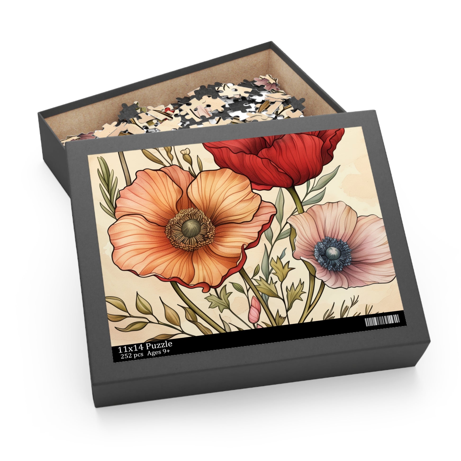 "Floral Paradise jigsaw puzzle featuring hand-drawn flowers with delicate petals and vibrant colors"