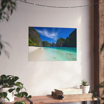 Discover the enchanting shores of a tropical paradise hotel with these stunning posters. Bring the beauty of Maya Bay to your space with this captivating artwork that showcases the unspoiled beauty of nature. Perfect for all seasons and makes a great gift for travel enthusiasts. Immerse yourself in the vibrant underwater world and bask in the warmth of the golden sun. Preserve the timeless allure of nature's wonders with these high-quality posters.