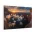 Sunset Canyon with Floating Bioluminescent Jellyfish — Canvas Wall Art — Side Profile & Stretched Corner Detail