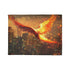 Digital Phoenix in Urban Skyline Plush Fleece Throw Blanket