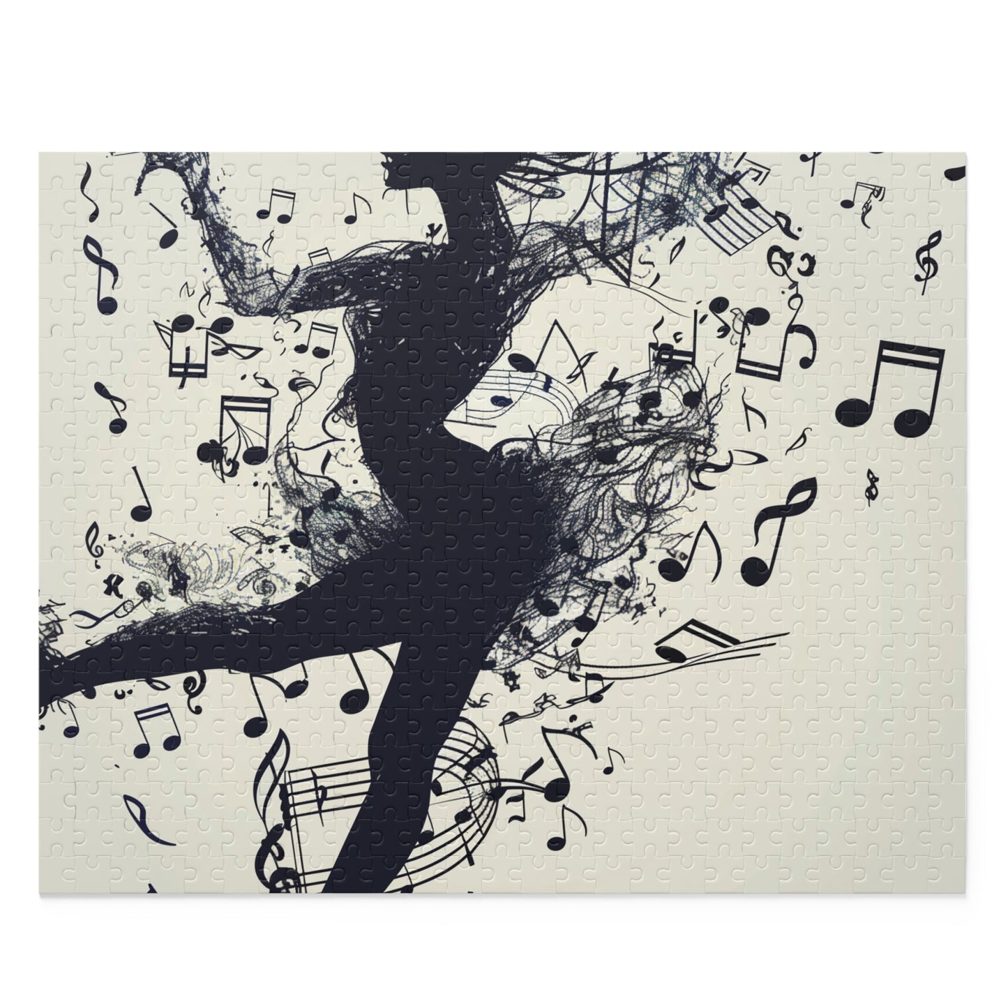 Stunning Dancer's Musical Notes Puzzle - Engaging jigsaw puzzle of graceful dancer amidst musical notes