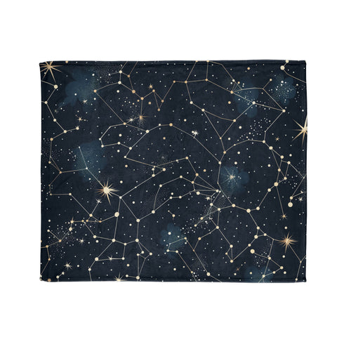 Celestial Constellation Stars Night Sky Plush Fleece Throw Blanket - View 2 | Prints With Passion