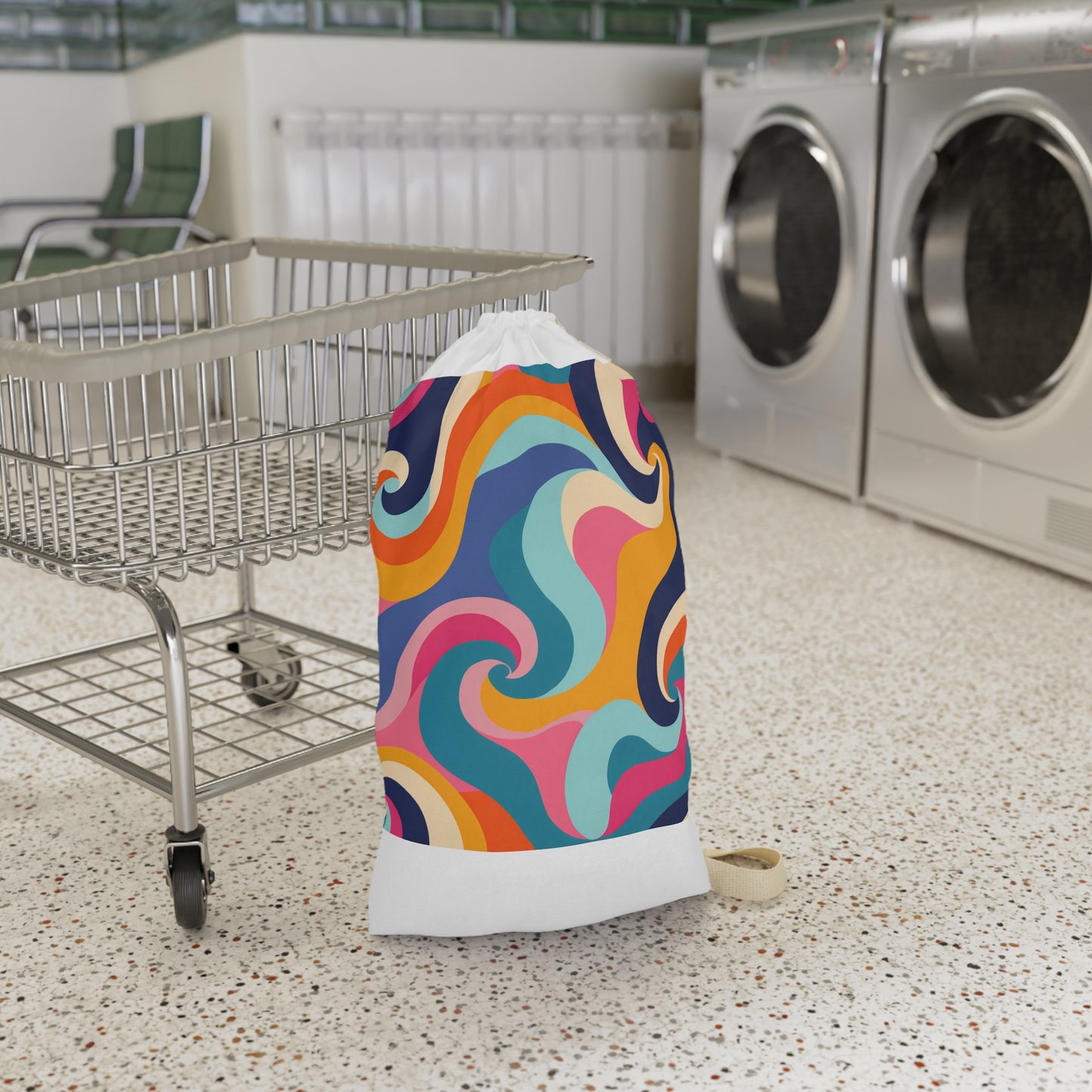 Retro Waves Laundry Bag with Vibrant Seamless Pattern - Stylish and Functional Pillowcase for Laundry Room