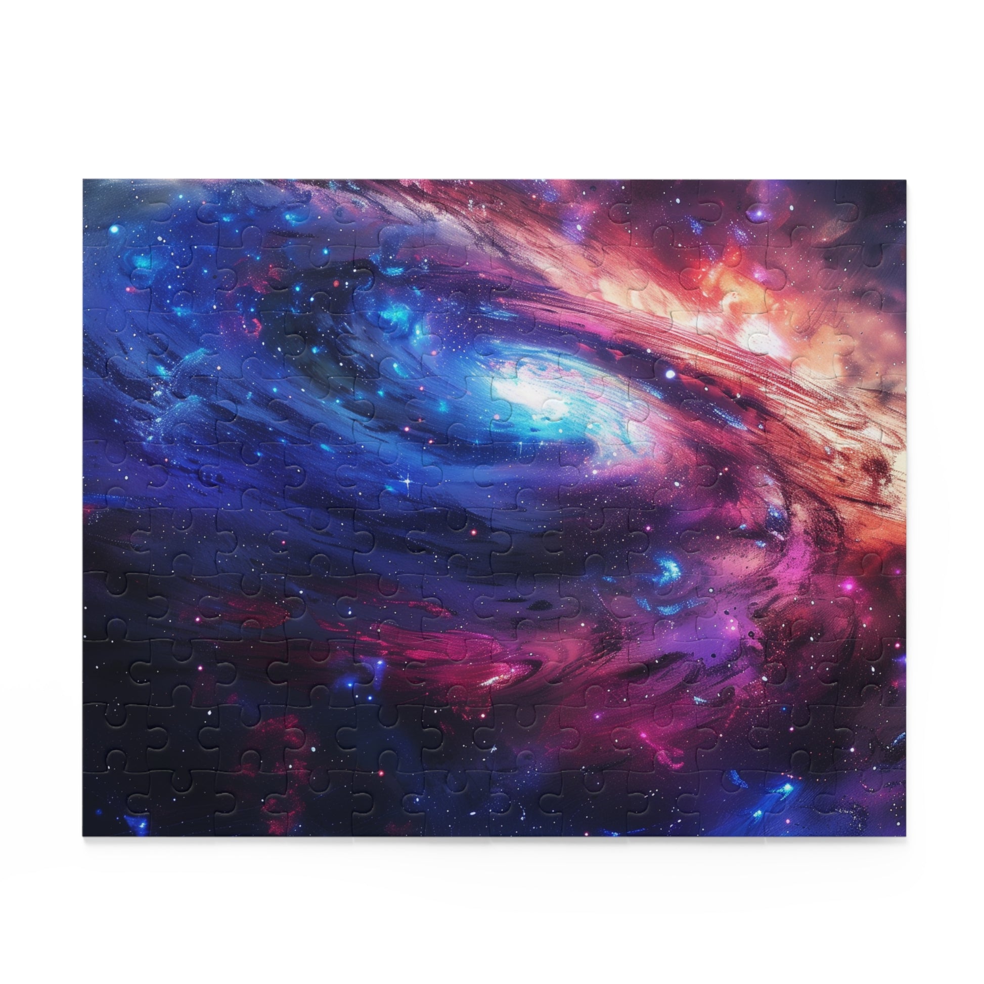 "Neon Galaxy Jigsaw Puzzle: Explore vibrant space galaxy scene, perfect for puzzle lovers and space enthusiasts"