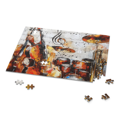 "Musical Melody Jigsaw Puzzle - Dive into a world of music with intricate designs of notes and instruments, ideal for all music enthusiasts!"